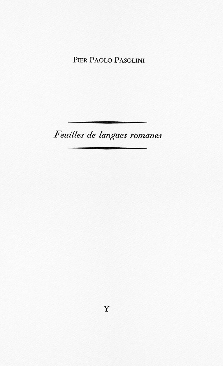 Feuilles de langues romanes — Pier Paolo Pasolini